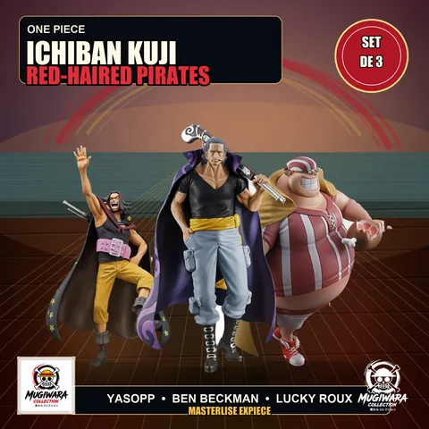 Set 3 Figuras Benn Beckman, Yasopp y Lucky Roux Ichiban Kuji Red Hair Pirates MASTERLISE EXPIECE