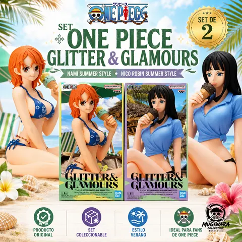 Set 2 Figuras Nami & Nico Robin Summer Style Glitter & Glamours